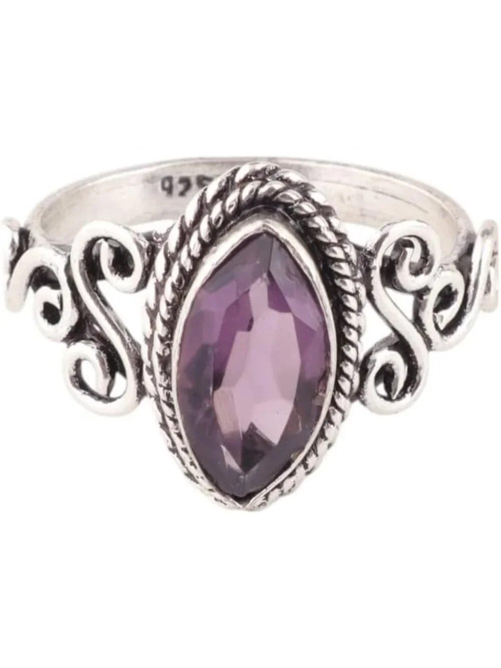 Handmade Bohemian 925 Sterling Silver Ring, Natural Semi-Precious Gemstone